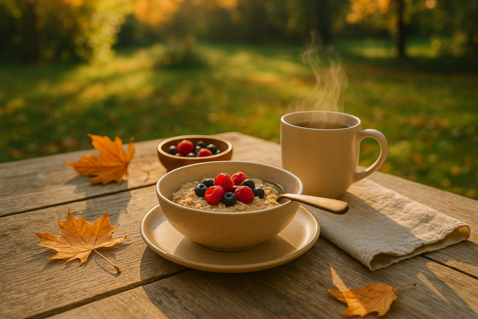 herbstlich gedeckter Frühstückstisch