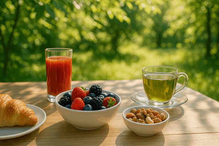 sommerlicher Frühstückstisch
